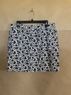 Chaps cotton blue and white floral cotton mini skirt. Size 14